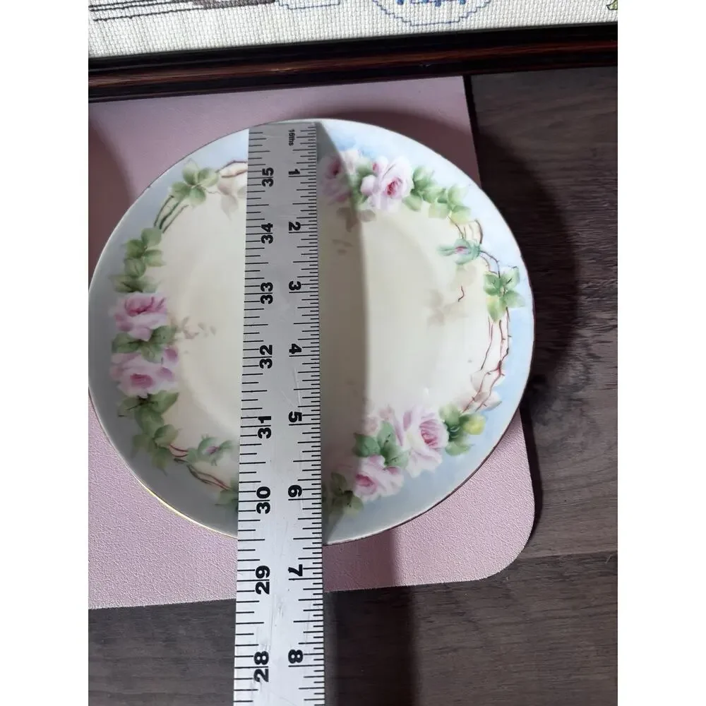 4 Vintage Blue Pink Yellow Mismatched Plate Wall Collage Display Floral Cottage